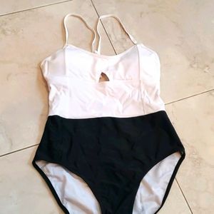 Black and white one piece bathing suit